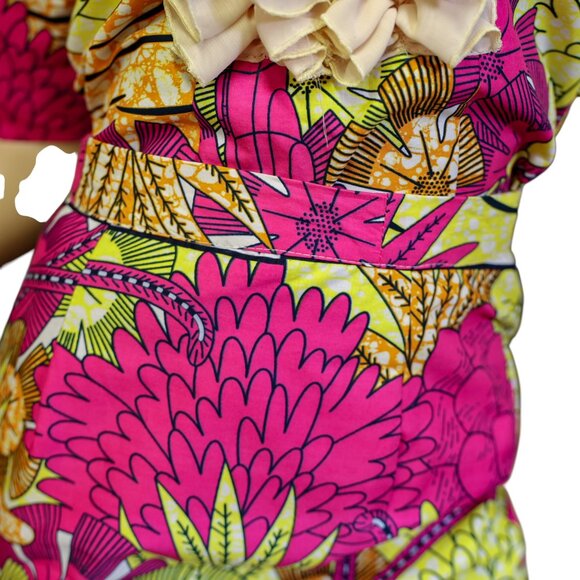 Vintage 1960s African Waxhaus Hummingbird Print Two-Piece Set Super Wax Cotton - Picture 6 of 17